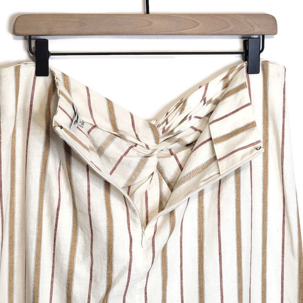 Madewell NWT Stripe Sarong Wrap Midi Skirt Twist Front Linen Cotton Size 12 - Picture 10 of 16